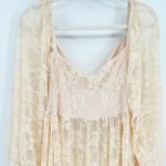 Womens Sheer Lace Off Shoulder Maternity Pregnancy Photoshoot Maxi Dress Size M Tan Size M Photo 7