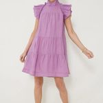 SEA Micah Solid Ramie Flutter Sleeve Dress Women's SIZE MEDIUM Style #SEAAA21892 Purple Photo 0