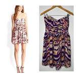 Parker  Silk Chevron Print Strapless Mini Dress Size Medium Photo 1