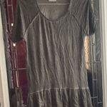 Dantelle Womens XL Gray BOHO Faded Wash Short Sleeve Tunic Stretch Ruffle Hem Photo 0