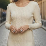 CHAPS VINTAGE RALPH LAUREN Sparkly Cable Knit Sweater Dress Photo 0