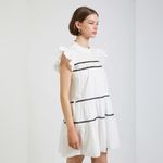 En Saison Aliza Tiered Babydoll Mini Dress in White Size Small NWT Photo 6