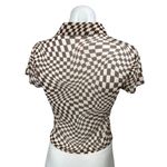 No Boundaries NEW  Brown White Gingham Check Illusion Button Down Shirt Top S Photo 1