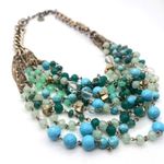 Stella & Dot Maldives Green Blue layered Necklace Coastal Career Turquoise Gold Photo 0