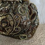 Vintage 70s Gold beaded lame egyptian flapper girl formal purse evening clutch Photo 3
