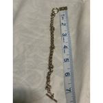 Ralph Lauren RLL Gold Tone Rope Chain, Braided, Nautical Bracelet, Toggle Close Photo 3