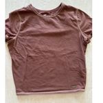 Hollister Womens Size M Brown Crop Top Fitted T-Shirt Contrast Stitching Casual Photo 2