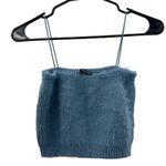 ZARA  Blue Soft‎ Feel Fuzzy Crop Spaghetti Strap Y2K Tank Top Size L Photo 1