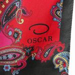 Oscar de la Renta VTG Silk Scarf Paisley Red Pink Blue Print 10x53 Oblong Wrap Photo 1