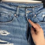 American Eagle  Outfitters Mom Straight Distressed Blue Jeans plaid detail size 2 Photo 8
