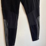 Athleta  Ponte Luxe Legging Black‎ Faux Leather Moto Zip Size Large Photo 3