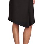 Tibi Sharkskin Suiting Draped Black Midi Skirt Photo 1