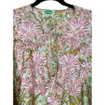 Dolma Silk Tunic Hand Embroidered Floral Print Anthropologie Boho Bohemian Small Pink Photo 2