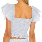 Love Shack Fancy  Women’s Size S Maritime Blue White Seersucker Wallace Crop Top Photo 3