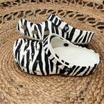 Crocs  Womens Zebra Print Black & White Slip-On Platform Croc Slide Shoes Size 9 Photo 0