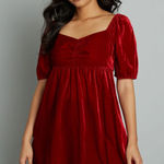 Modcloth Red Velvet Sweetheart Babydoll Dress Size 2X Photo 0