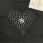 Quacker Factory  Womens Size Large Black Bling Heart Valentine Shirt‎ Top NEW Photo 1