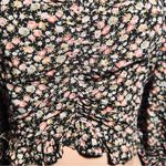 Dress Forum  Womens Crop Top Floral Black Long Sleeve Drawstring Size Small Photo 5