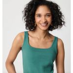 J.Crew Essential Squareneck Tank Top Cotton Basics Relaxed Green Medium NWT Photo 1