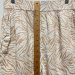Nicole Miller 100% Linen Large Pants Zebra Print Wide Leg Elastic Waist Beachy Photo 6