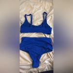 Blue Ribbed Bikini Set with Eyelet Detail Size L Photo 1