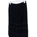 Chicos Black Velvet Silk Blend Maxi Skirt Tiered Ruffle Elastic Waist Size L Size L Photo 1