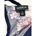 Torrid  Women's Floral Print Challis Button Front Romper Sleeveless Navy‎ Blue 1X Photo 1