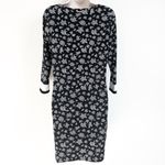 Michael Kors Floral 3/4 Sleeve Pullover Crew Neck Mini Dress Black White Small Photo 2