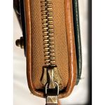 Dooney & Bourke Vintage Dooney & Bourke Square Zip-Along Crossbody Wallet Pebble Dark Green Tan Photo 4