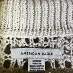 American Eagle Aerie Crochet Knit Sweater Womens M Cream Lace Up V-Neck Boho Coastal Beachy Photo 5
