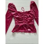 Saylor  Womens XS Cedella‎ Bubblegum Pink Velvet Ruched Peplum Top Photo 7