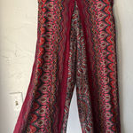 Boho Palazzo Pants Womens Small Floral Mandala Wide Leg Lightweight Rayon Flowy‎ Red Photo 0