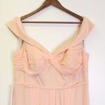 Azazie  Almendra Off the Shoulder Pleated‎ Chiffon Dress in Pearl Pink Size A16 Photo 1