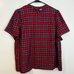 Draper James Angie Red/Blue Plaid Short Sleeve Ruffle w/ Bow Blouse/Top Size 1X Photo 3