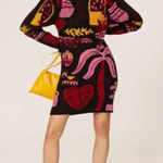 Farm Rio  Black Tropical Print Mini
Sweater Dress - Size Small Photo 0
