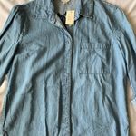 Aeropostale Blue Chambray Shirt With Lace Appliqué Detail Photo 1