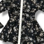 Entro Blouse Women’s S Floral Long Bell Sleeve Babydoll Top Black Whimsygoth Photo 3