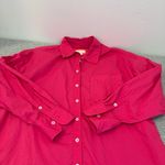 Maeve  by Anthropologie Bennet Button Down Shirt Bright Pink Oversized M Photo 6