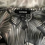 EXPRESS  Floral Puff Sleeve Blouse XS Black White Top Bloomcore Corporate Chic Photo 1