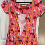 Vibrant Pink Umbrella Print Casual Fit Flare Dress Large Photo 7