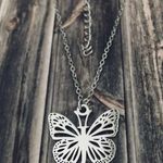 Letter J Initial Butterfly Necklace Silver Photo 2