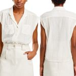 MOTHER The Line Your Pockets Top Blouse Button Down Collar Size S White cream Photo 1