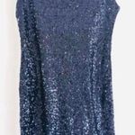 ASOS Petite Dress Sequin Back Cut Out Navy Blue 6P Photo 4