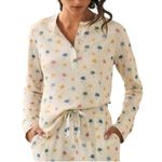 FAHERTY Women’s Cloud PJ Pajama Top in Sun Coco Henley Palm Trees Sz Small Blue Photo 0