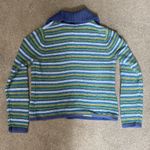 Liz Claiborne Crazy Horse  Blue Striped Cardigan Sweater Size L Photo 2