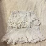 Urban Outfitters UO Ava Eyelet Ruffle Mini Skirt Embroidered High Waist  White L Photo 10