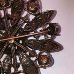 Vintage Brass Tone Floral CZ Rhinestone Boho Brooch Photo 6