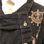 Quacker Factory Anchors Away Woven Shirt Sz. XL Denim Blue Cotton Stretch Photo 2