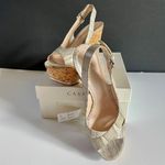 Casadei Ayers Snakeskin Cork Slingback Wedge Sandals Sz 41 Photo 7