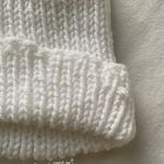 yellow and white hand knit ribbed striped beanie hat Photo 3